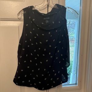 Anne Taylor blouse and skirt navy and white print size 14